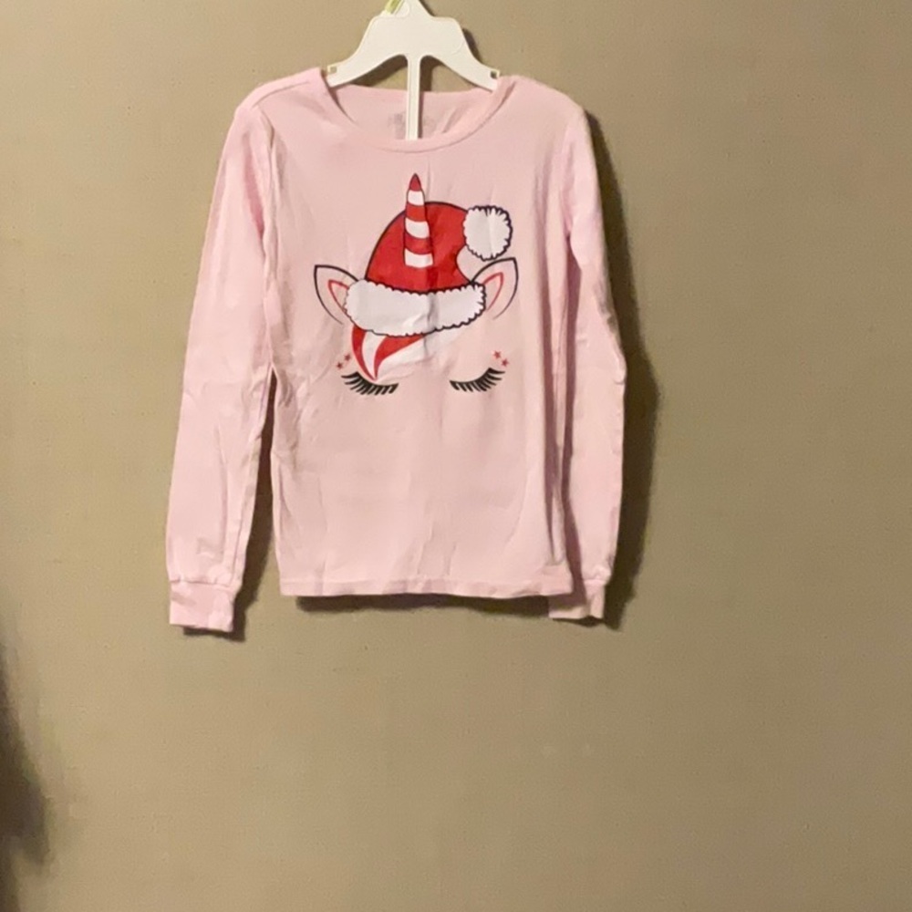Place Pink Long Sleeve Tee with Santa Hat Design